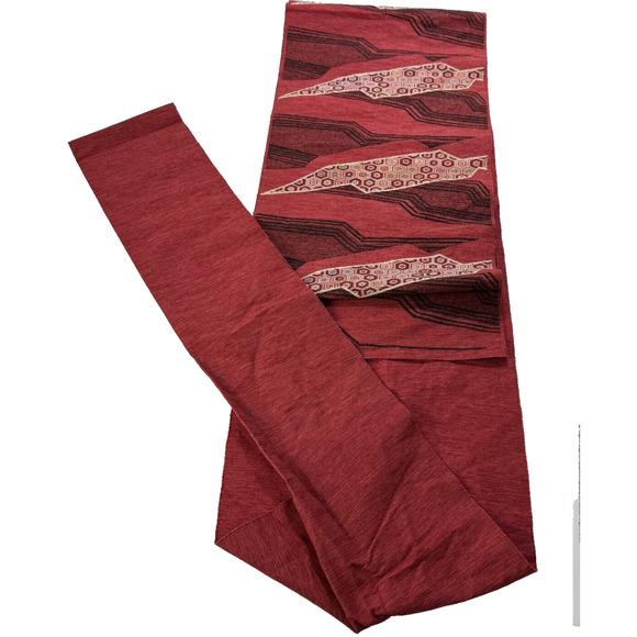 Japanese Nagoya Obi Wrap Red Thunder Lightning Spear Pattern Vintage - Picture 1 of 7